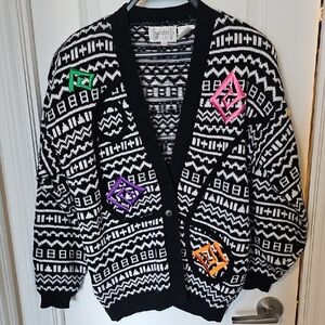 VINTAGE Black and White Knit Cardigan